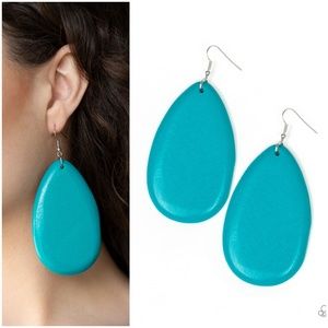 Beach Bride - Blue Wood Earrings